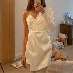 Nbd White One Shoulder Blazer Dress 
